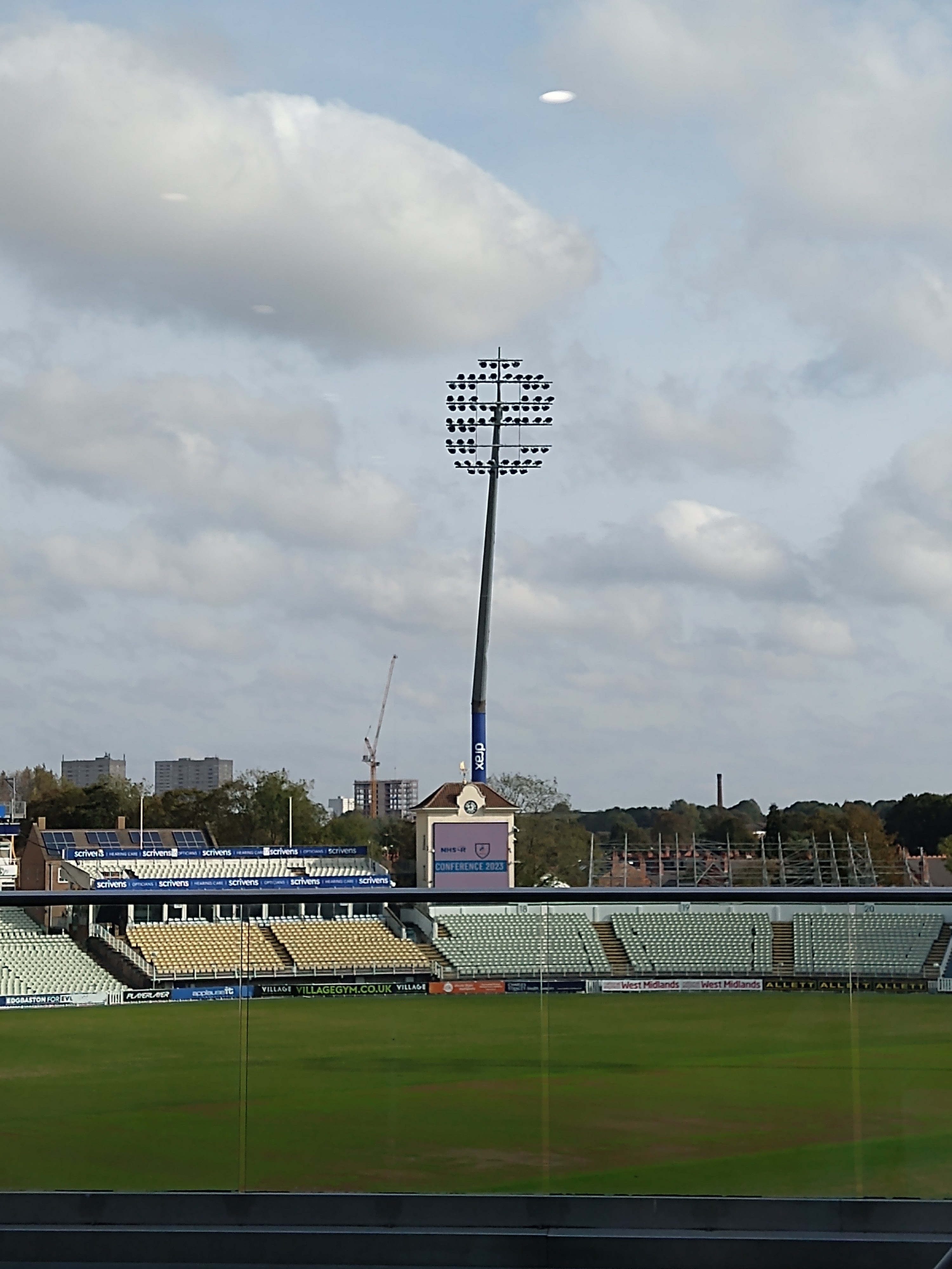 Photo of the NHS-R/NHS.pycom image projected on the Cricket large screen at Edgbaston